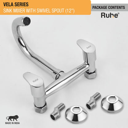 Vela Wall Mount Kitchen Sink Mixer Tap with Swivel Spout