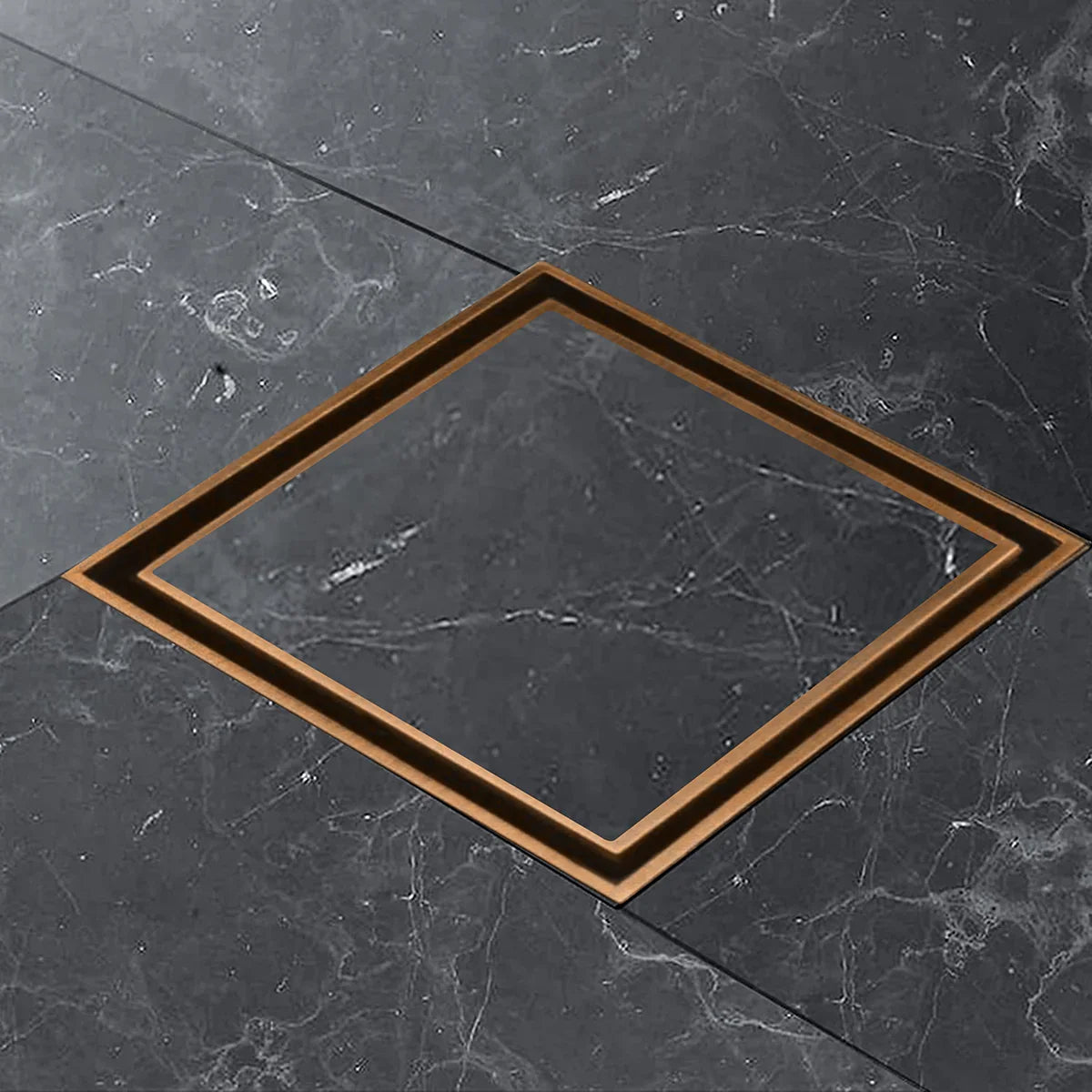 Marble Insert Shower Drain Channel (6 x 6 Inches) Antique Copper PVD Coated - by Ruhe