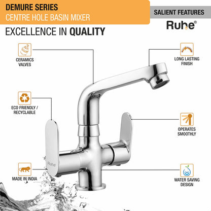 Demure Deck Mount Wash Basin Mixer Tap with Swivel Spout