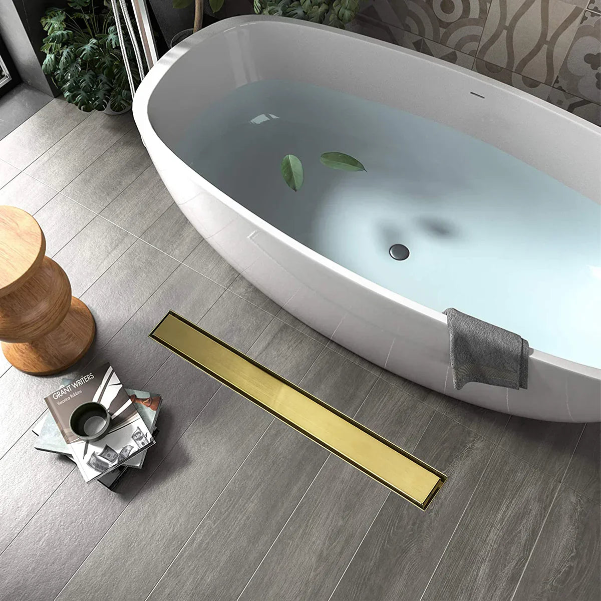 Marble-Insert Shower Drain Channel 5 inches