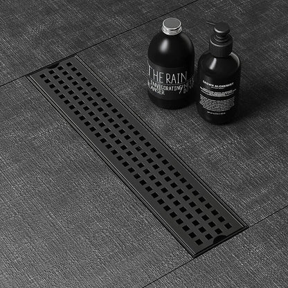 Palo Shower Drain Channel (48 x 5 Inches) Black PVD Coated installed