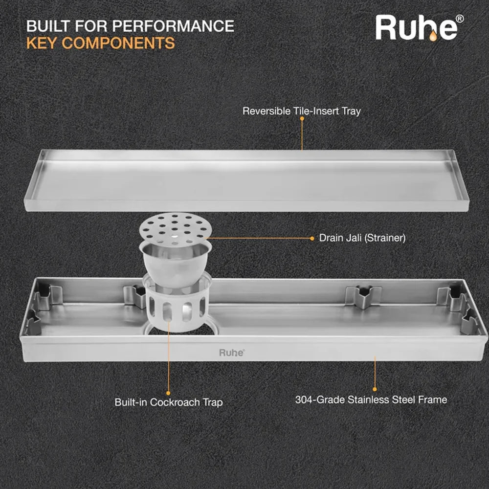 Tile-Insert Shower Drain Channel (4 Inches)