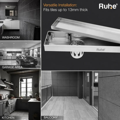 Tile-Insert Shower Drain Channel (4 Inches)
