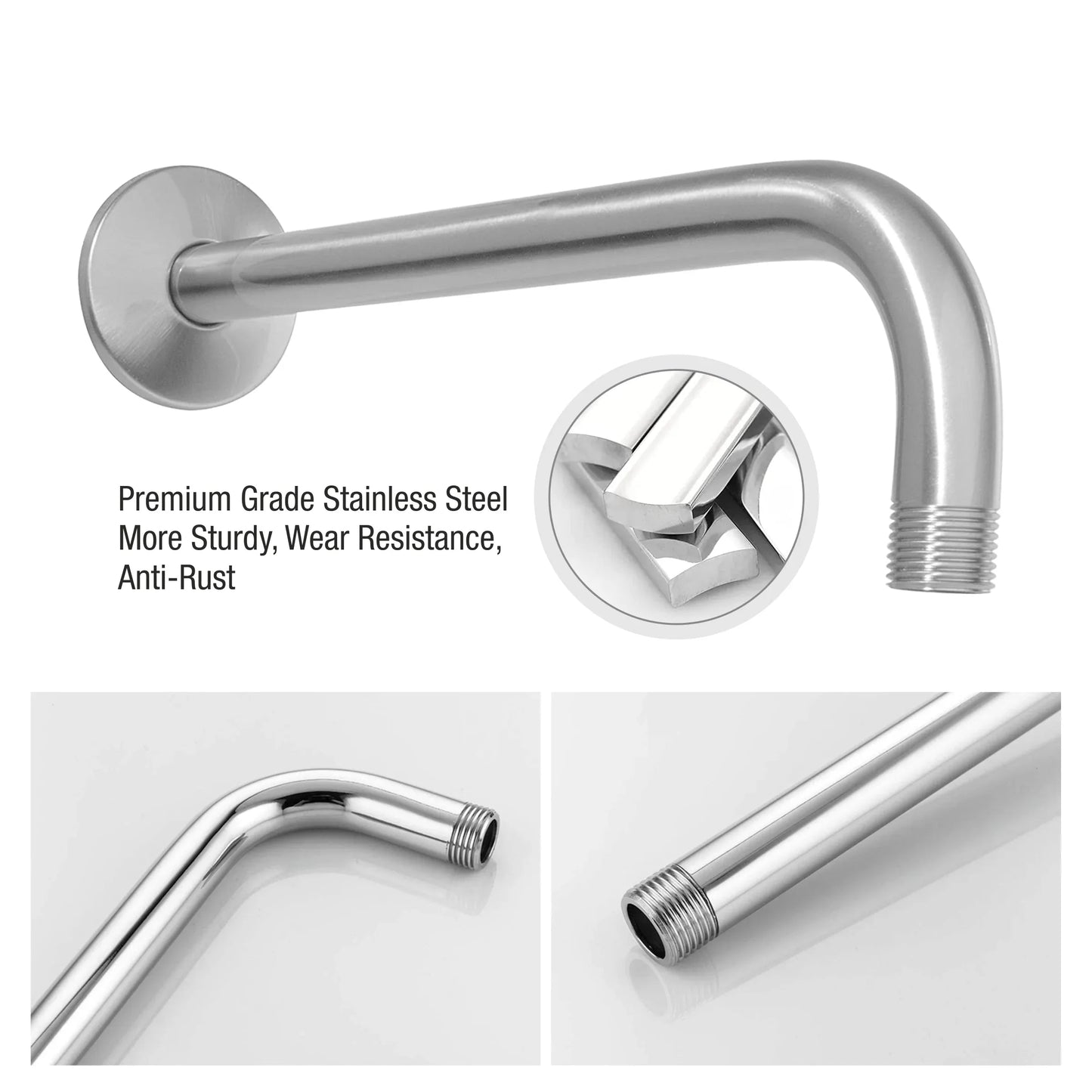 Round Full Bend Shower Arm (9 Inches) with Flange specification
