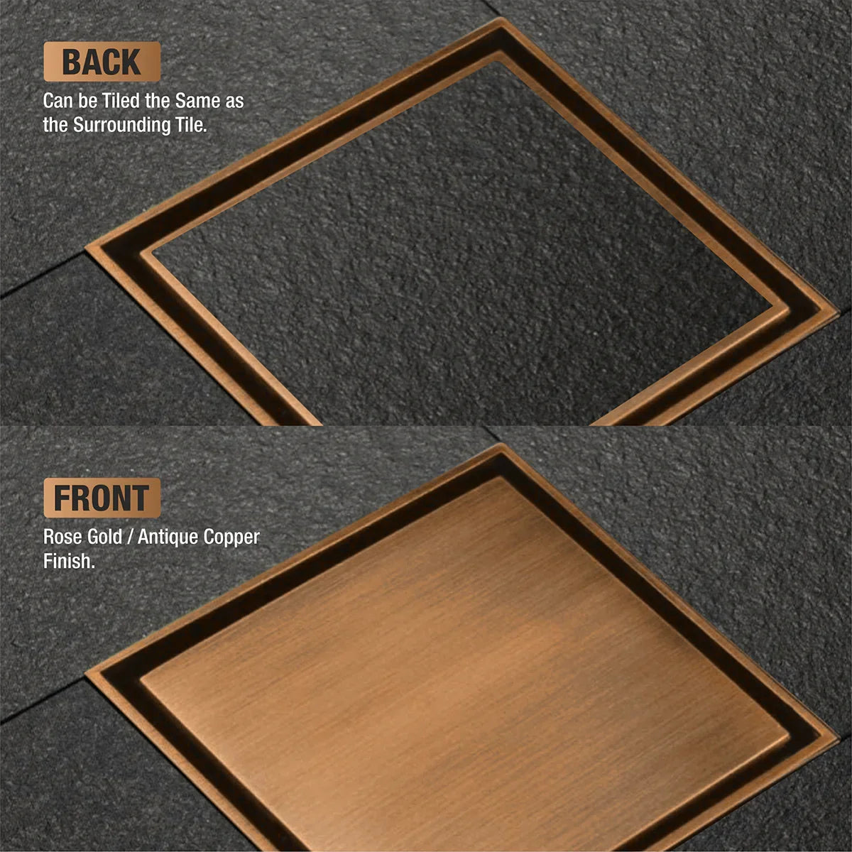 Marble-Insert Shower Drain Channel (5 x 5 Inches)