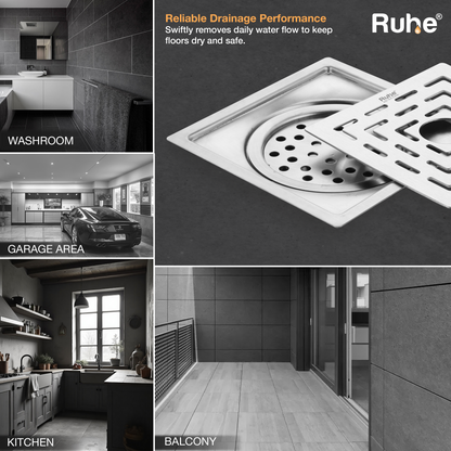 Sapphire Square Flat Cut Floor Drain