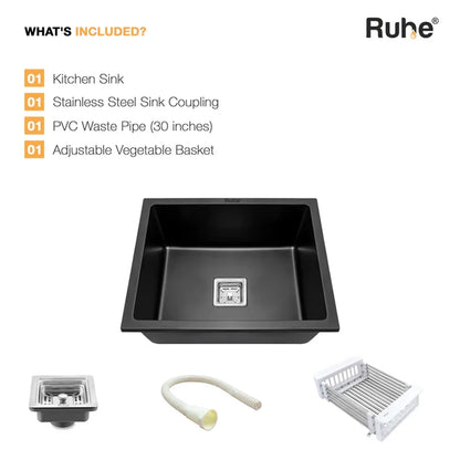 Quartz Single Bowl Black Kitchen Sink (21 x 18 x 9 Inches)