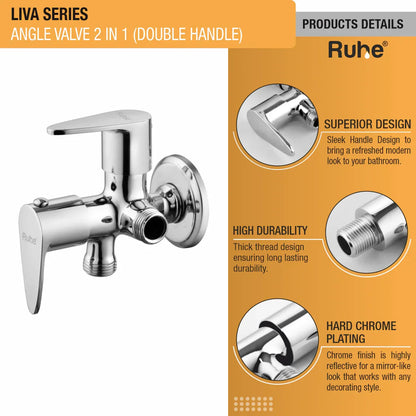 Liva Two Way Angle Valve Brass Faucet (Double Handle) product details