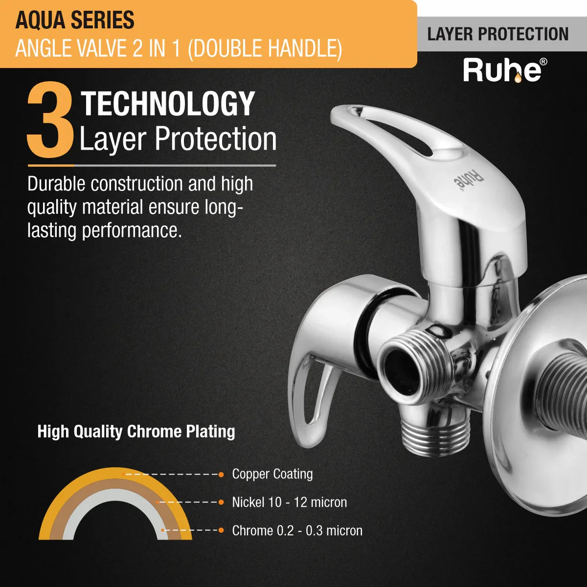 Aqua Two Way Angle Valve Brass Faucet (Double Handle) layer protection