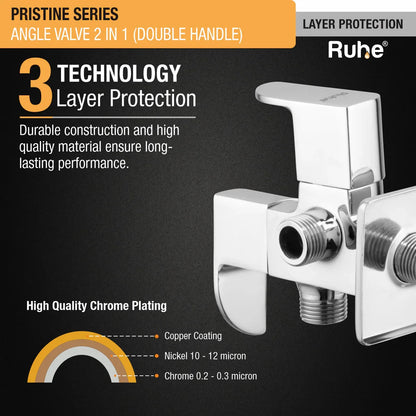 Pristine Two Way Angle Valve Brass Faucet (Double Handle) 3 layer protection