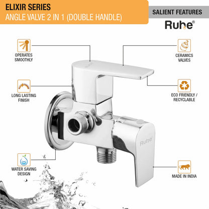 Elixir Two Way Angle Valve Brass Faucet (Double Handle) features