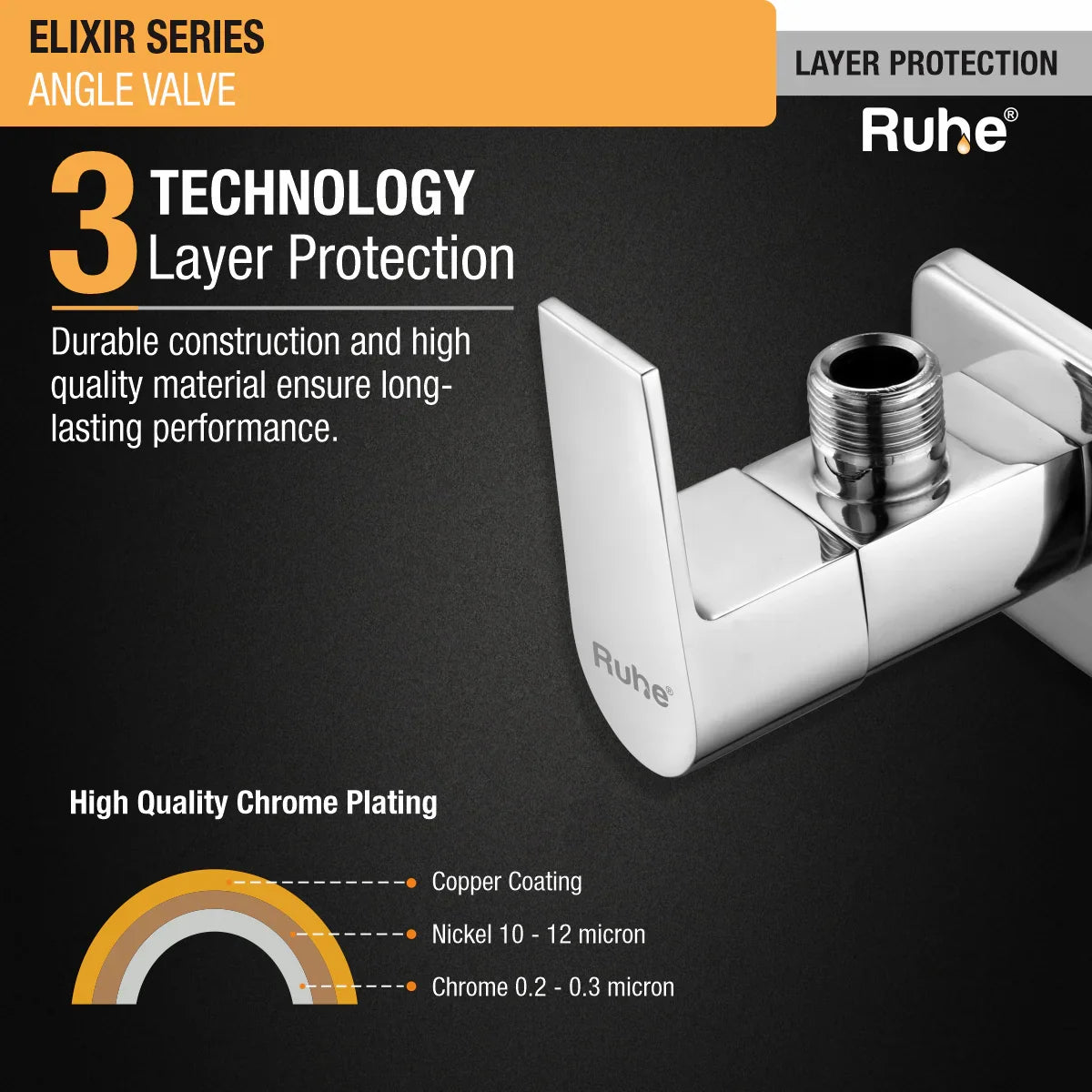 Elixir Angle Valve Brass Faucet 3 layer protection