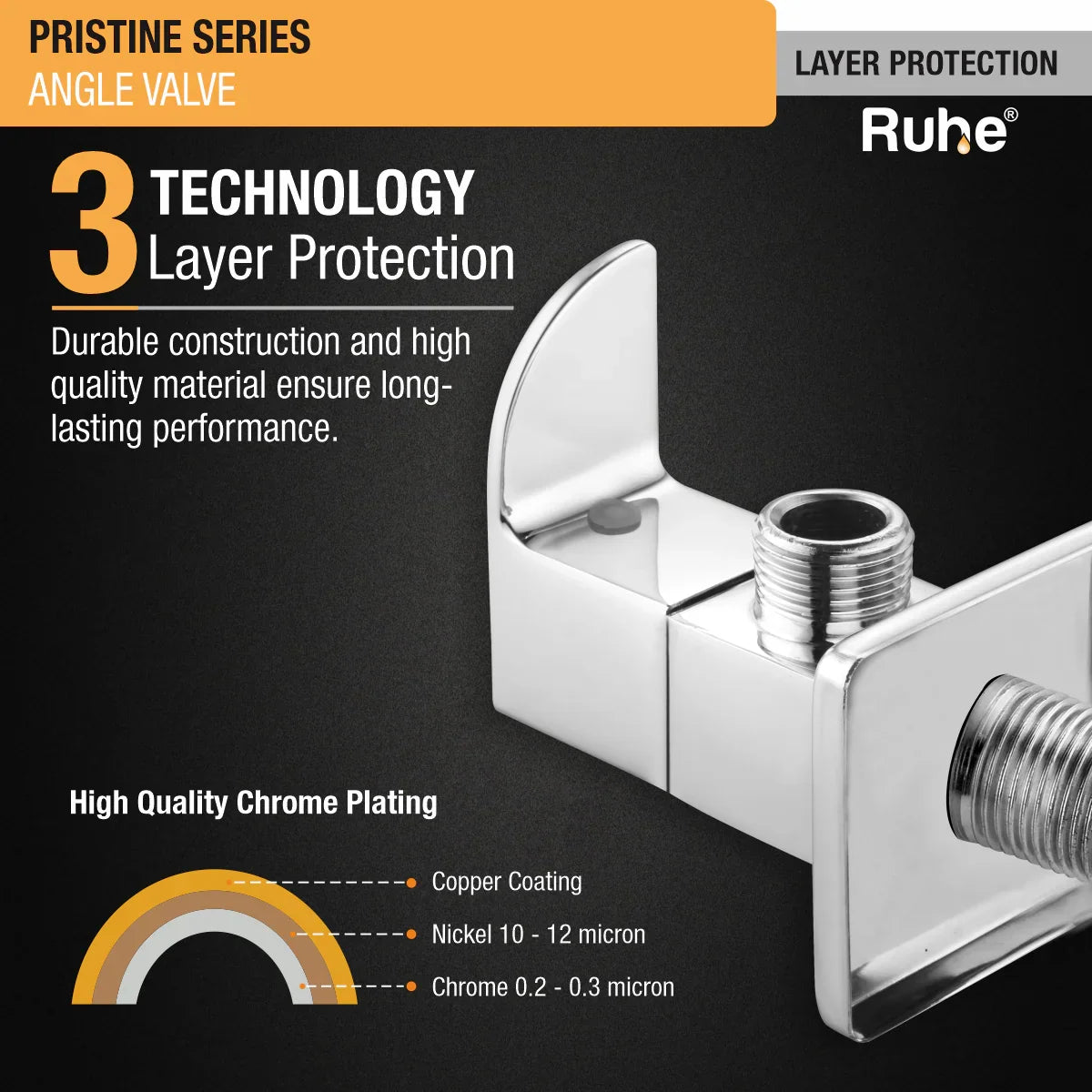 Pristine Angle Valve Brass Faucet 3 layer protection