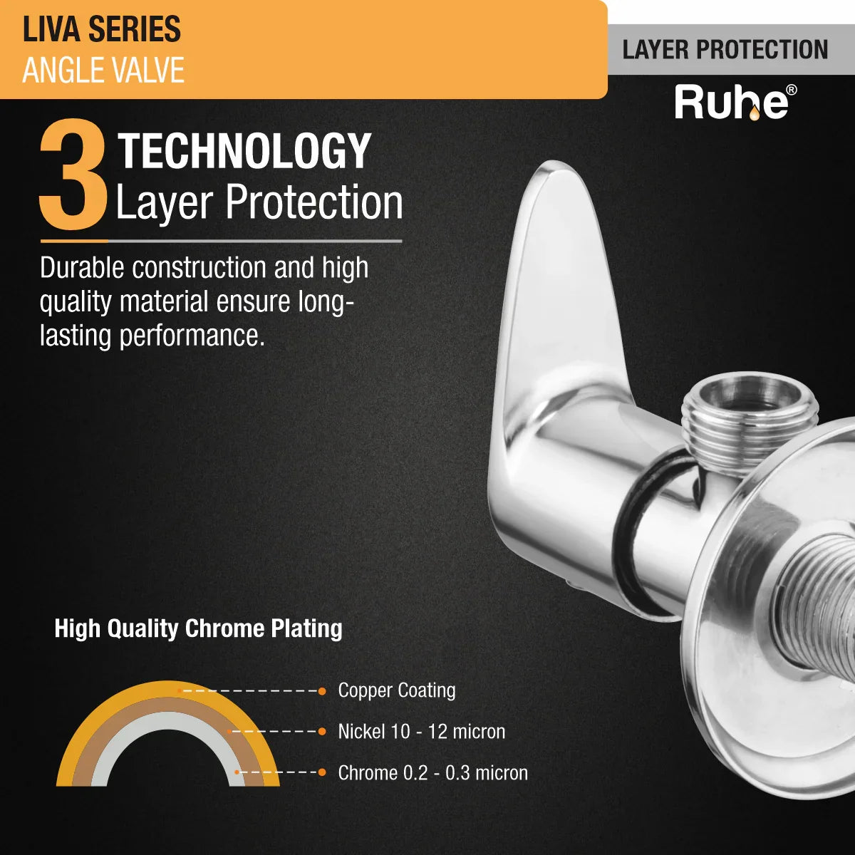 Liva Angle Valve Brass Faucet 3 layer protection