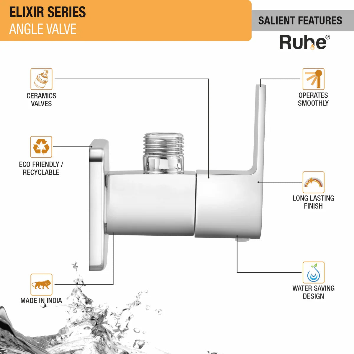 Elixir Angle Valve Brass Faucet features