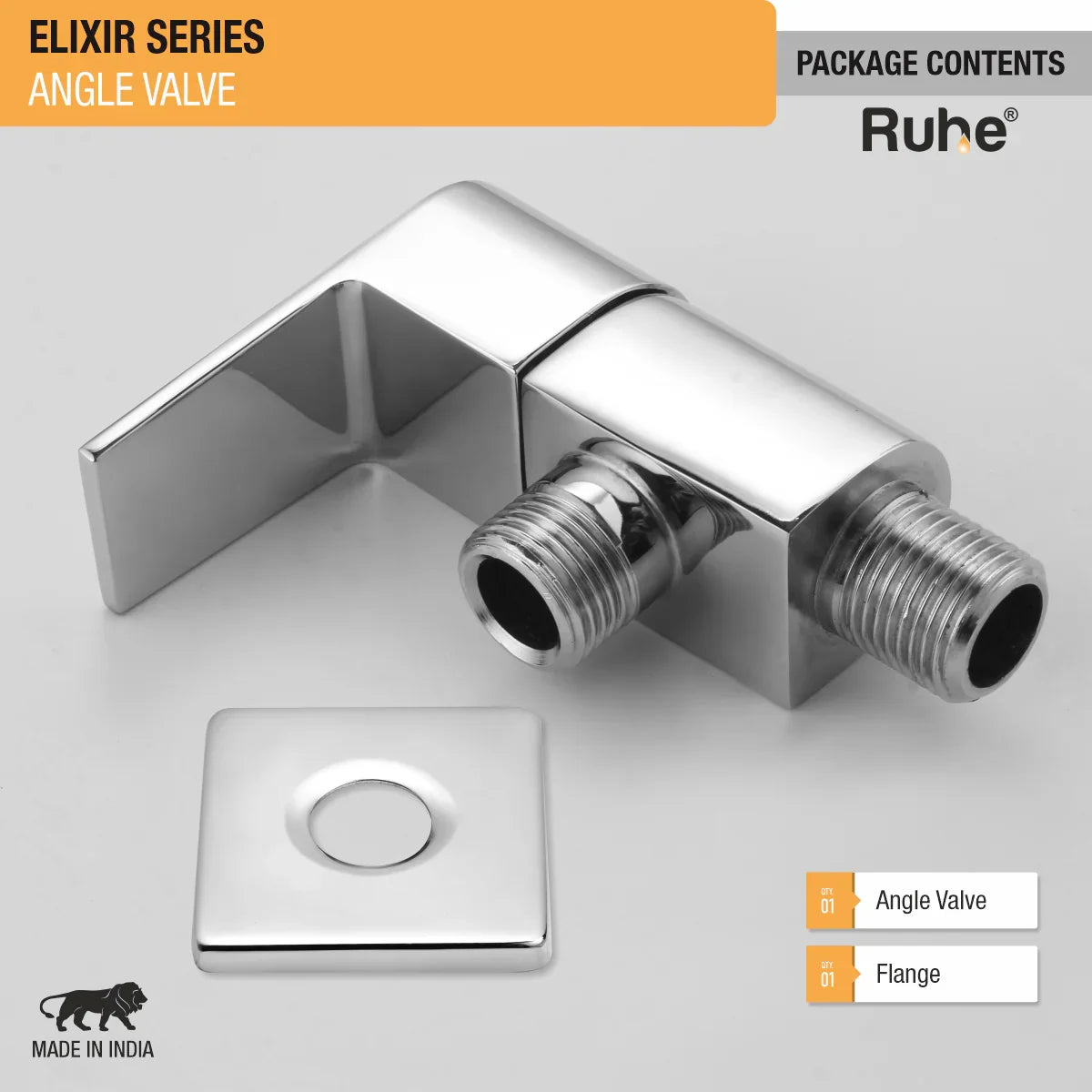 Elixir Angle Valve Brass Faucet package content