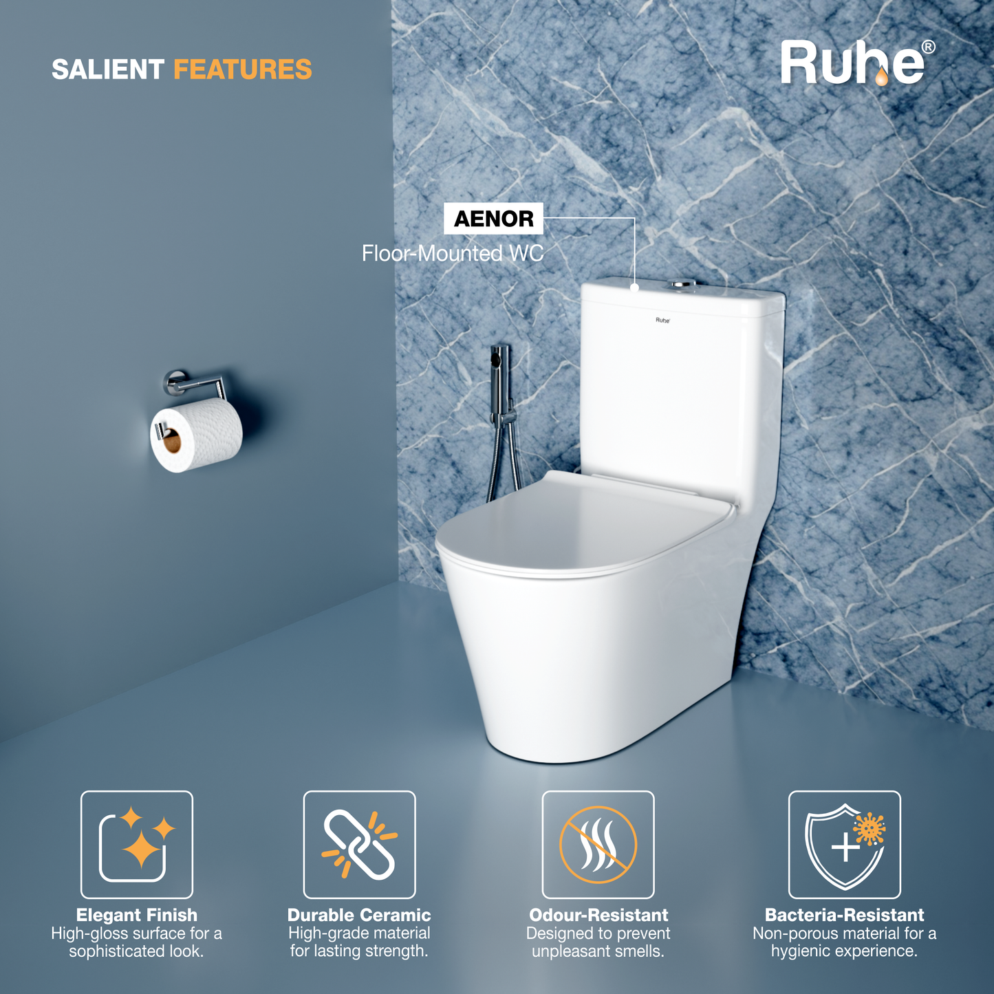 Aenor One-Piece Western Commode, Salient Features