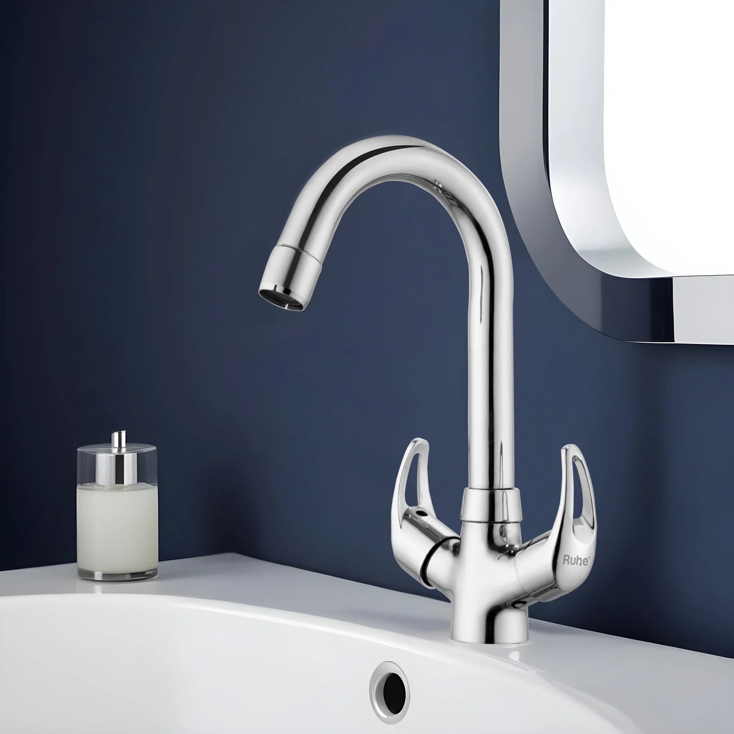 Aqua Deck-mount Wash Basin Mixer Tap with Small Swivel Spout (12")