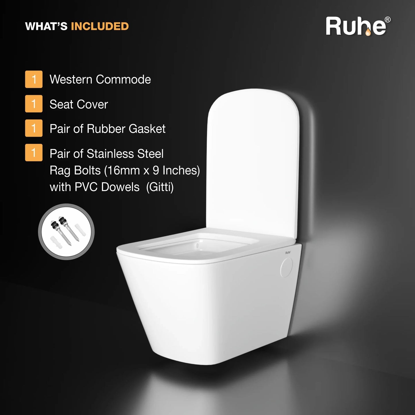Arna Wall-Hung Western Commode, What's Included