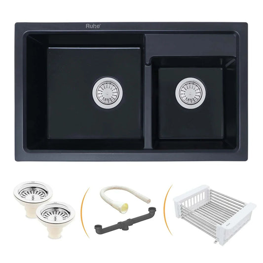 Quartz Double Bowl Kitchen Sink (31 x 18 x 9 Inches)