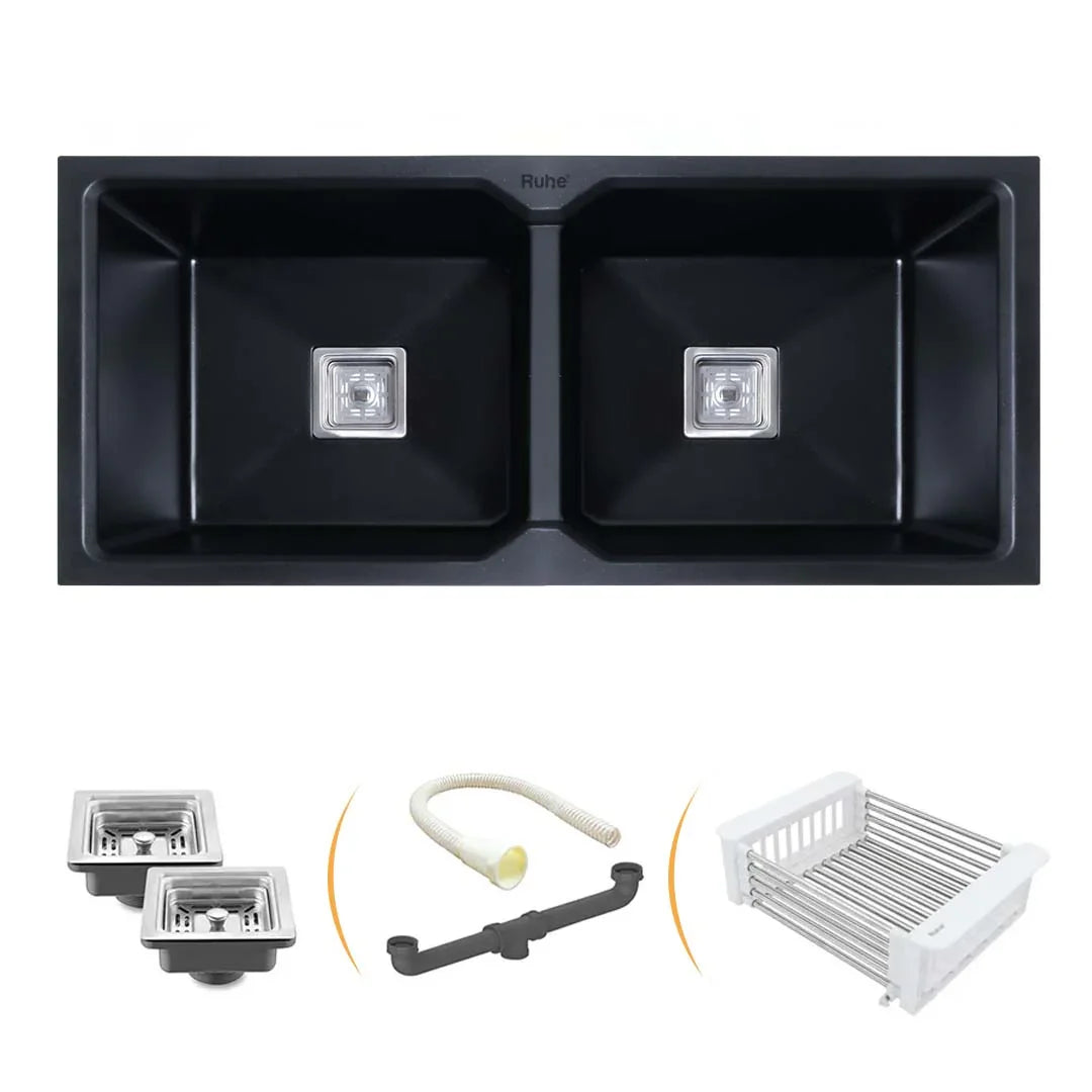 Quartz Double Bowl Kitchen Sink (45 x 20 x 9 inches)