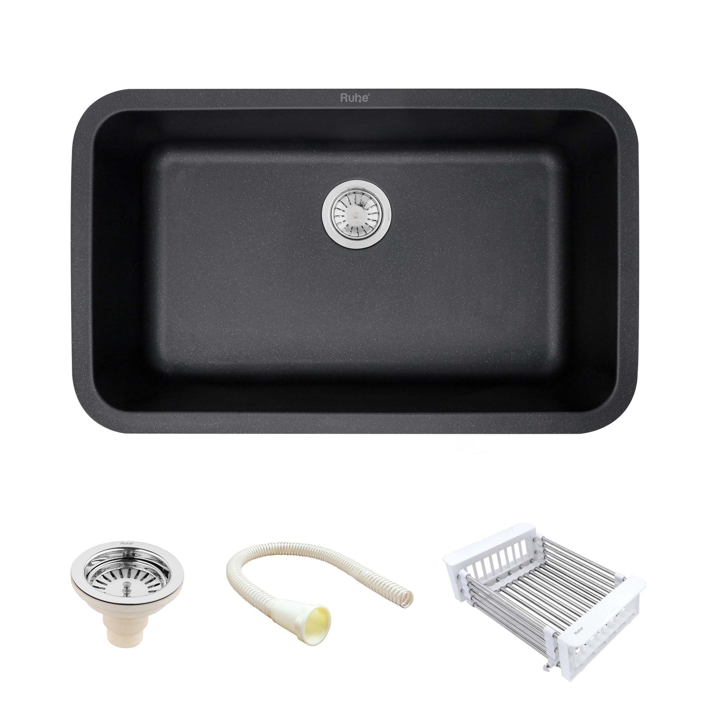 Black Quartz Single Bowl Kitchen Sink (31 x 19 x 9 Inches)