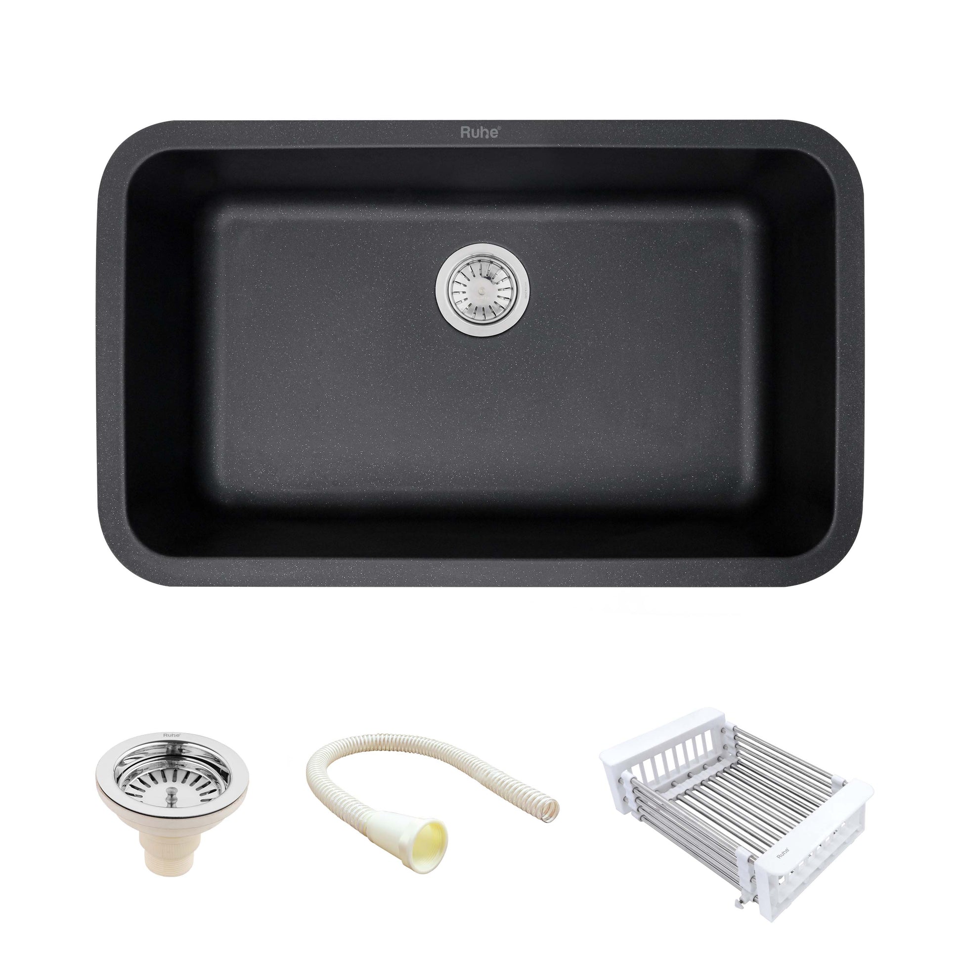 Black Quartz Single Bowl Kitchen Sink (31 x 19 x 9 Inches)