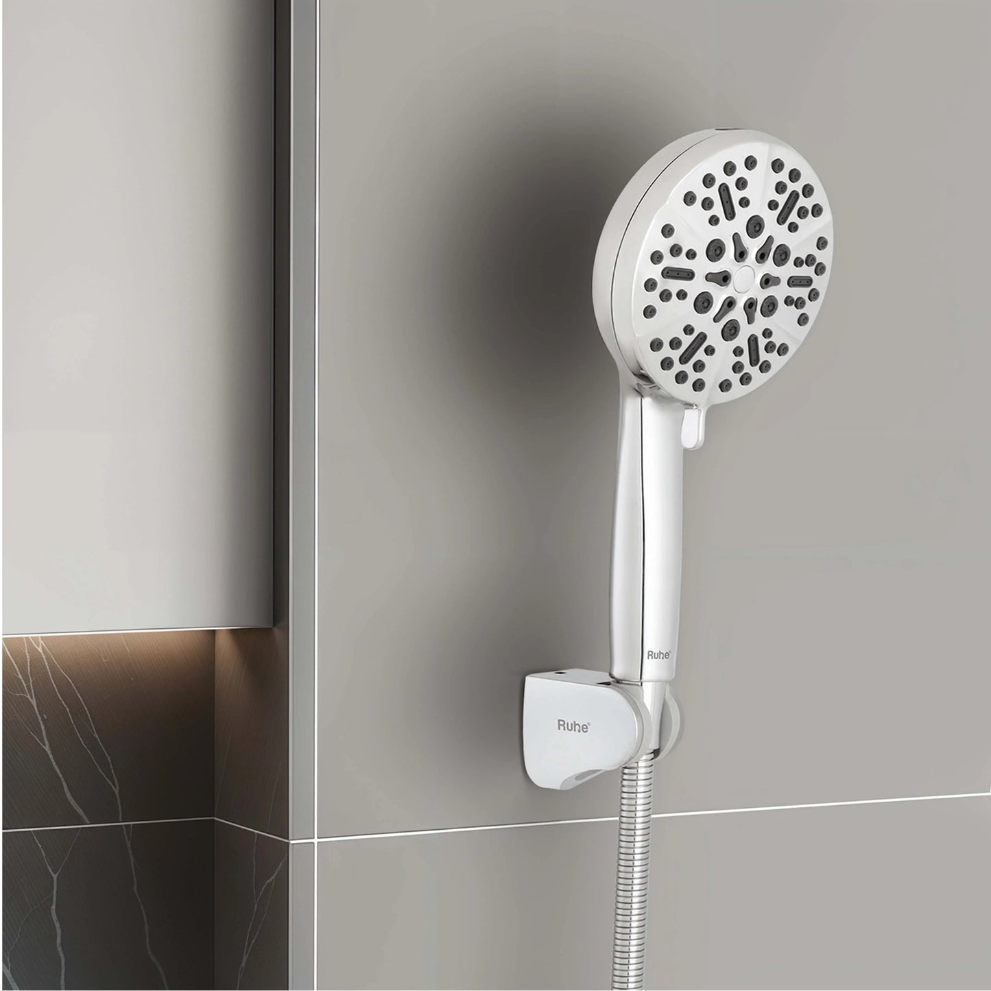 Peak Chrome Octa-Flow ABS Hand Shower with 1.5 Meter 304-grade SS Hose & Hook