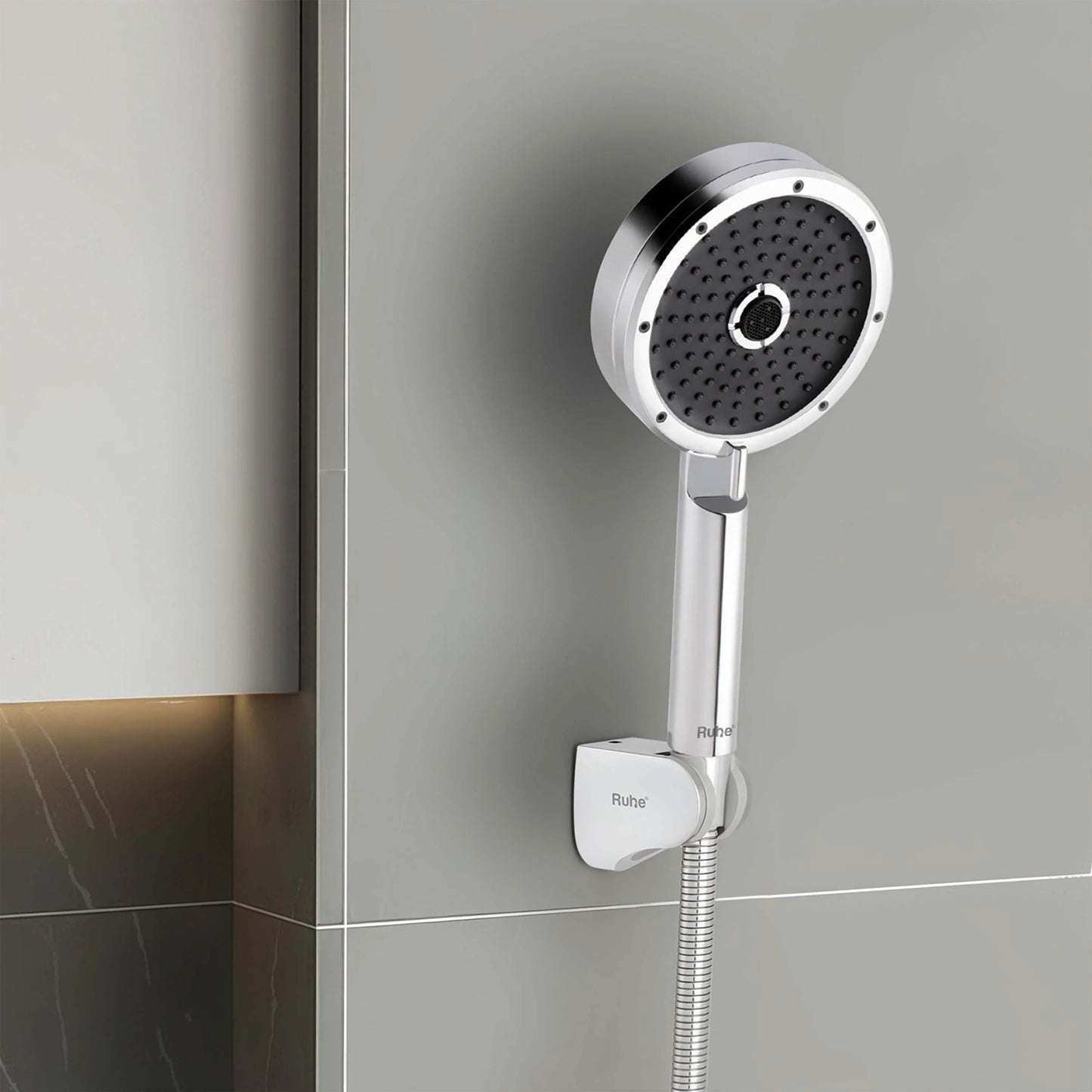 Cacia Triple Flow ABS Hand Shower with 1.5 Meter 304-grade SS Hose & Hook