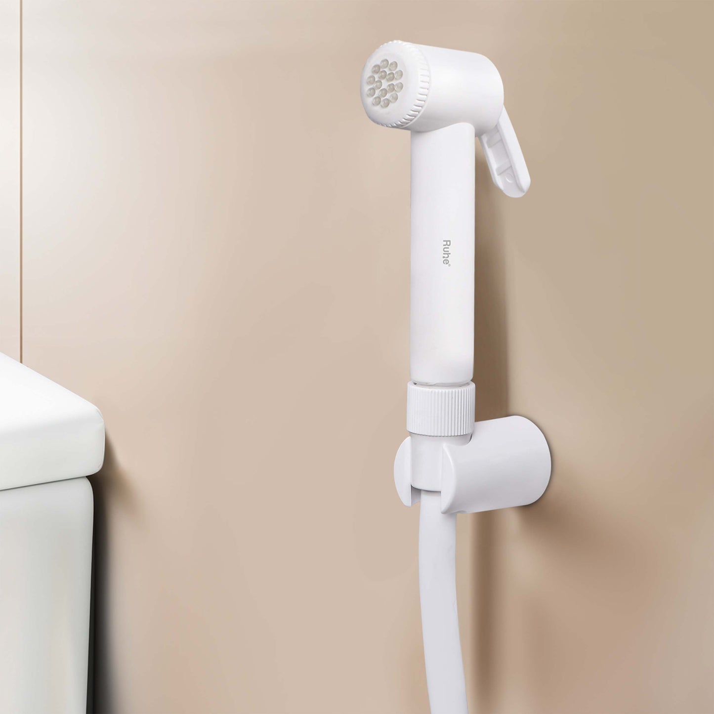Plain White Health Faucet with 1 Meter Hose & Hook