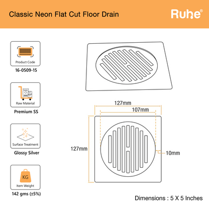 Classic Neon Flat Cut Floor Drain
