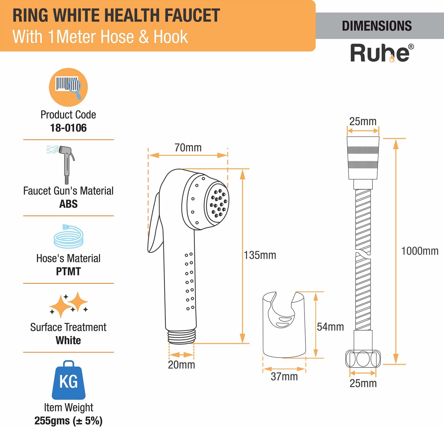 Ring White Health Faucet with Hose & Hook