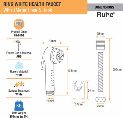 Ring White Health Faucet with Hose & Hook