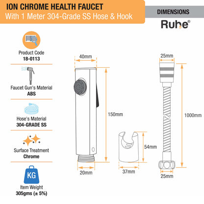 Ion White Health Faucet with 304-Grade SS Hose & Hook