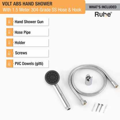 Volt ABS Hand Shower with 1.5 Meter 304-grade SS Hose & Hook