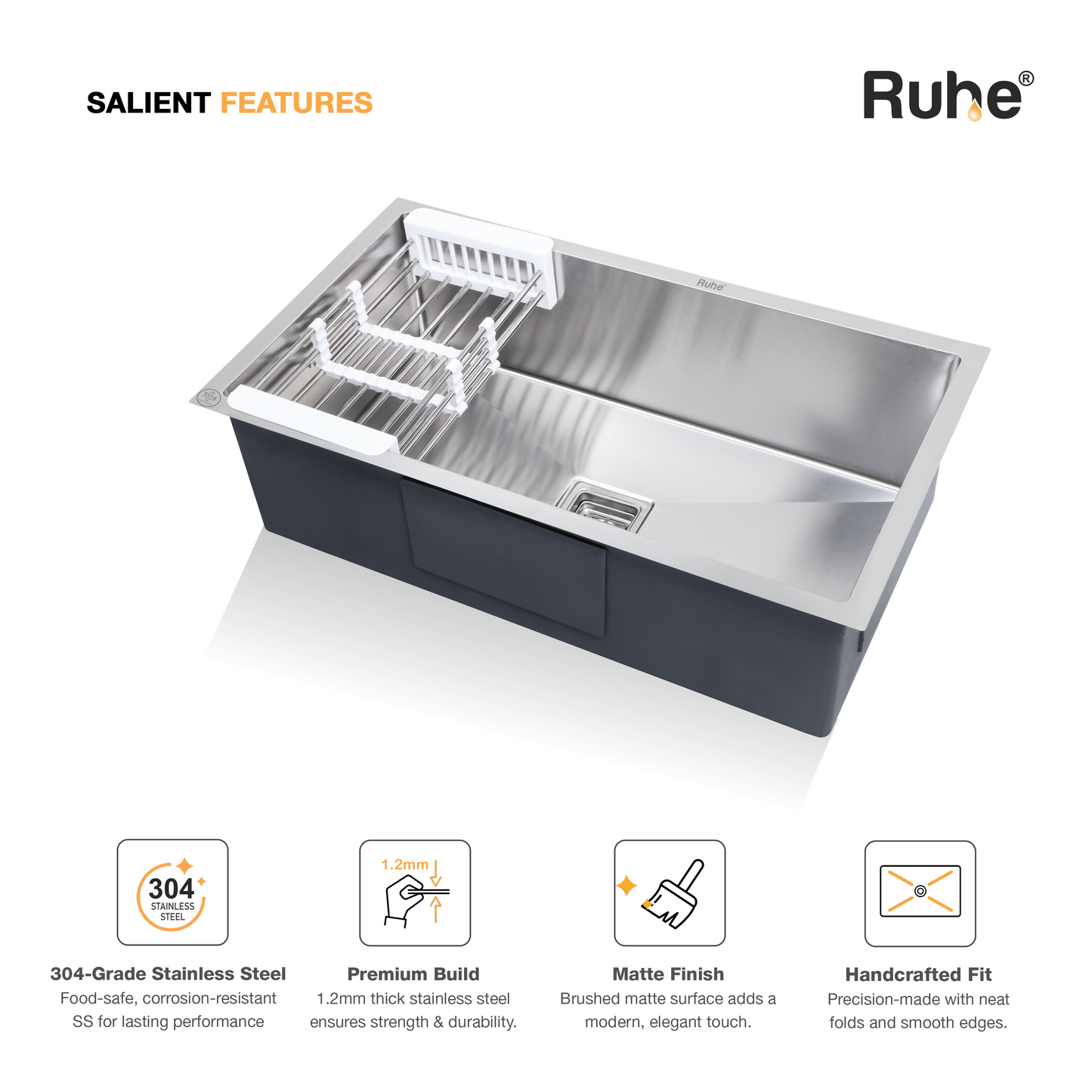 Handmade Single Bowl Kitchen Sink (32 x 18 x 10 Inches) (Features)