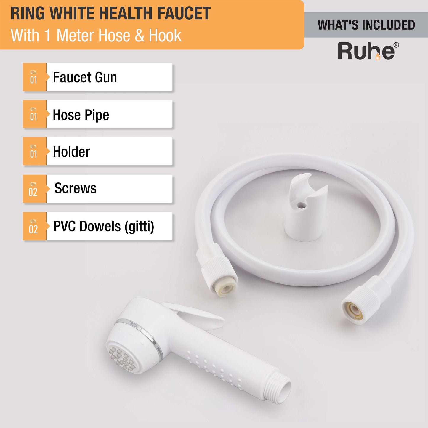 Ring White Health Faucet with Hose & Hook