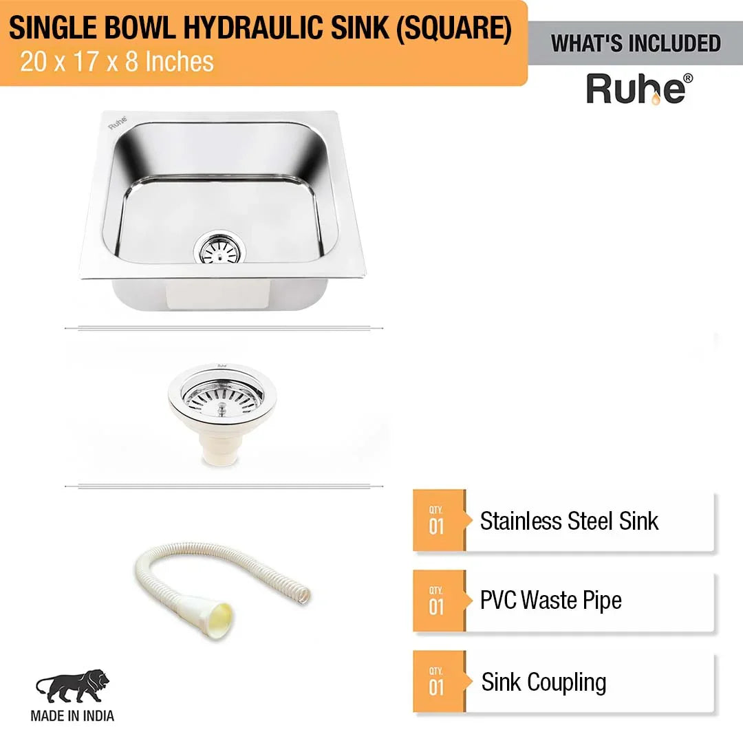 Single Bowl Kitchen Sink (20 x 17 x 8 Inches), What's Included