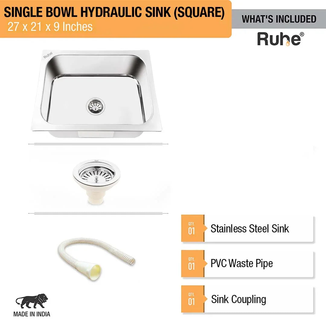 Single Bowl Kitchen Sink (27 x 21 x 9 Inches), What's Included
