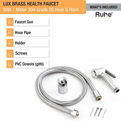Lux Brass Health Faucet with 304-Grade SS Hose & Hook