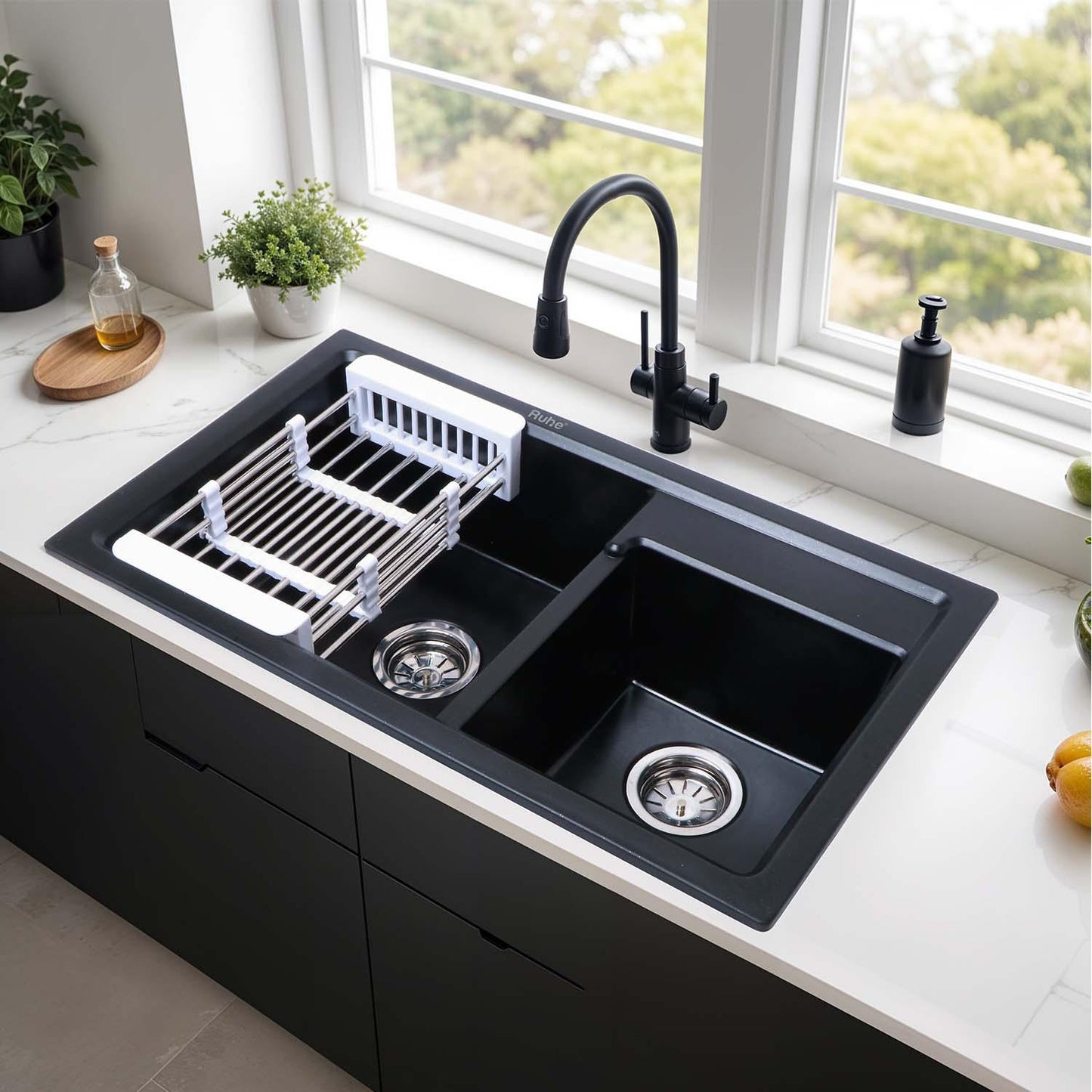 Quartz Double Bowl Kitchen Sink (31 x 18 x 9 Inches)