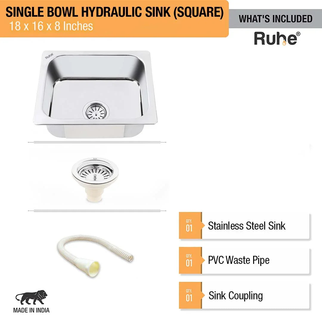 Single Bowl Kitchen Sink (18 x 16 x 8 Inches), What's Included