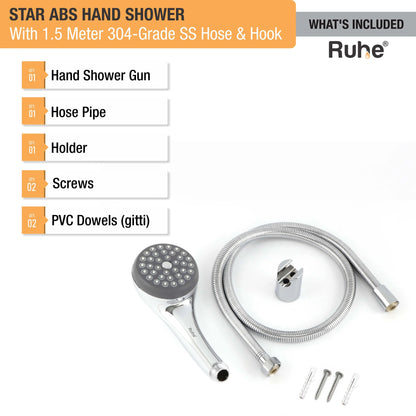 Star ABS Hand Shower with 1.5 Meter 304-grade SS Hose & Hook