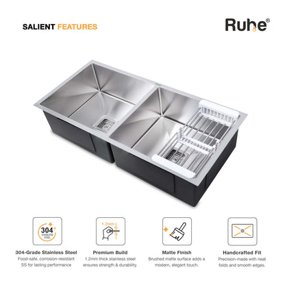 Handmade Double Bowl Kitchen Sink (45 x 20 x 10 Inches) (Features)