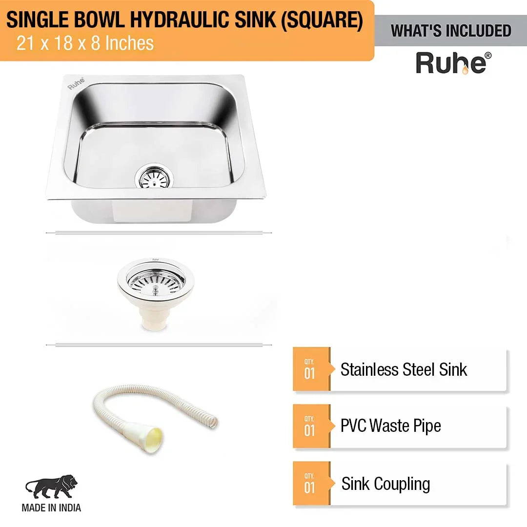 Single Bowl Kitchen Sink (21 x 18 x 8 Inches), What’s Included