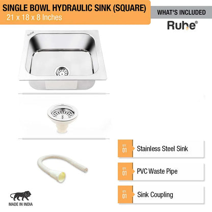 Single Bowl Kitchen Sink (21 x 18 x 8 Inches), What’s Included
