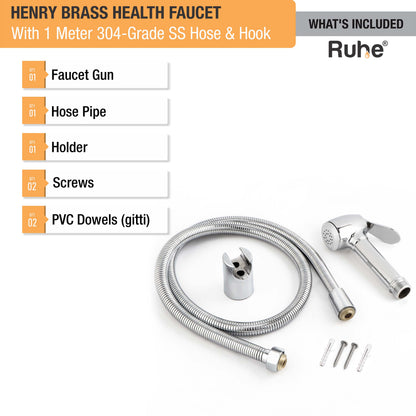 Henry Brass Health Faucet with 304-Grade SS Hose & Hook