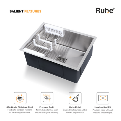Handmade Single Bowl Kitchen Sink (24 x 18 x 10 Inches) (Features)