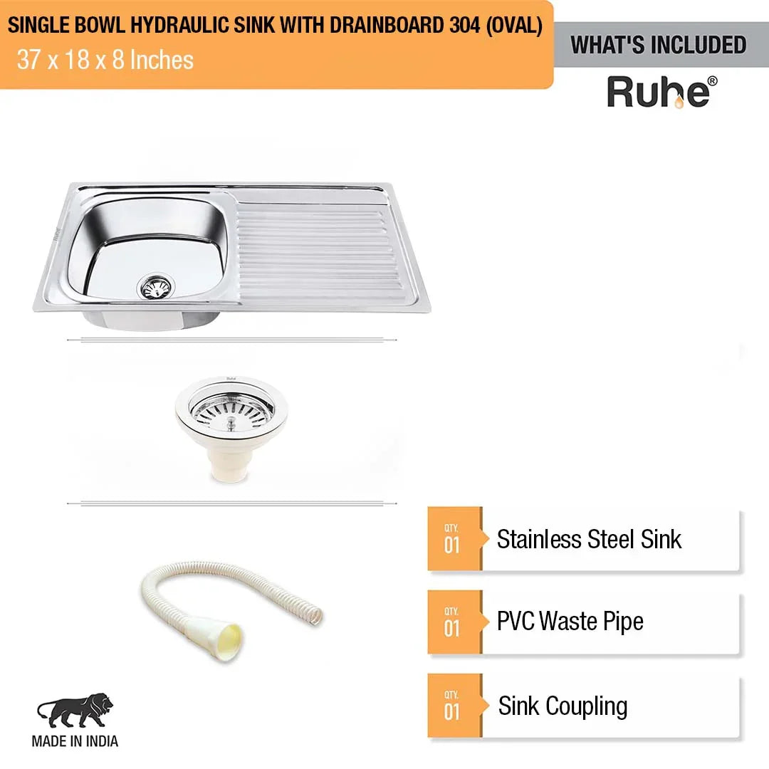 Oval Single Bowl Kitchen Sink (21 x 18 x 8 Inches), What’s Included
