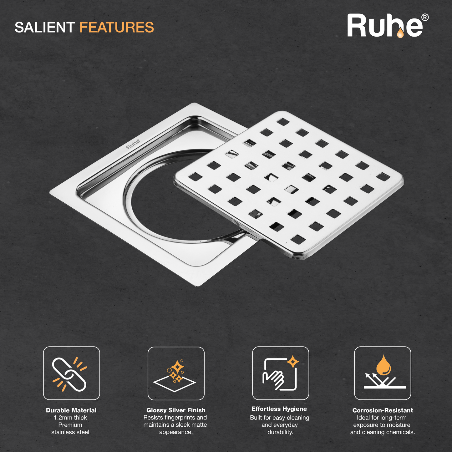 Check Square Flat Cut Floor Drain
